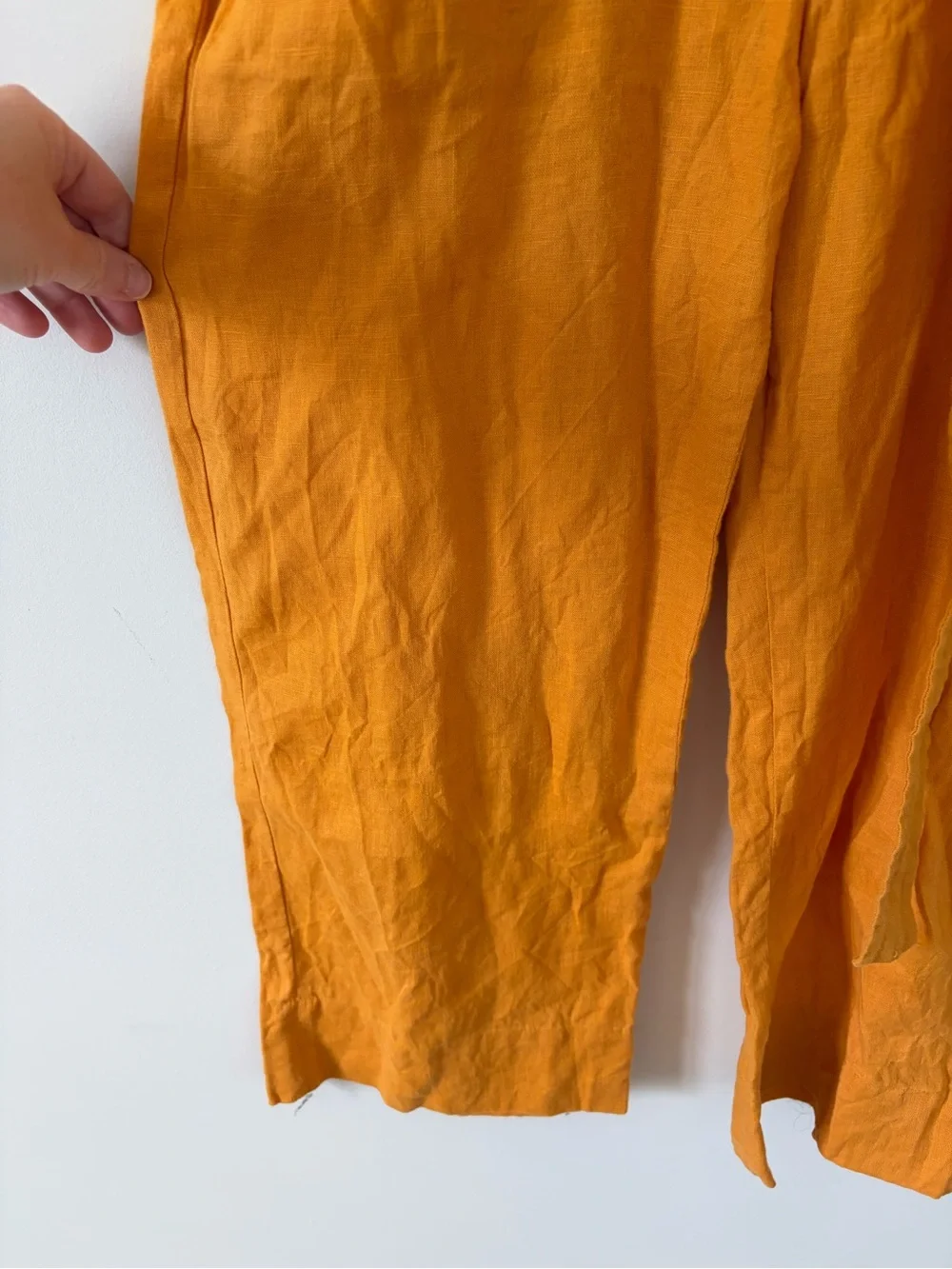 Everlane Linen Square Neck Sleeveless Wide Leg Jumpsuit Marigold Yellow 0P